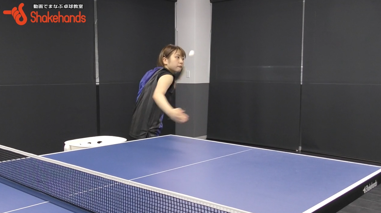 【卓球女子】巻き込み横下回転サーブ。回転のかけ方by前田美優
