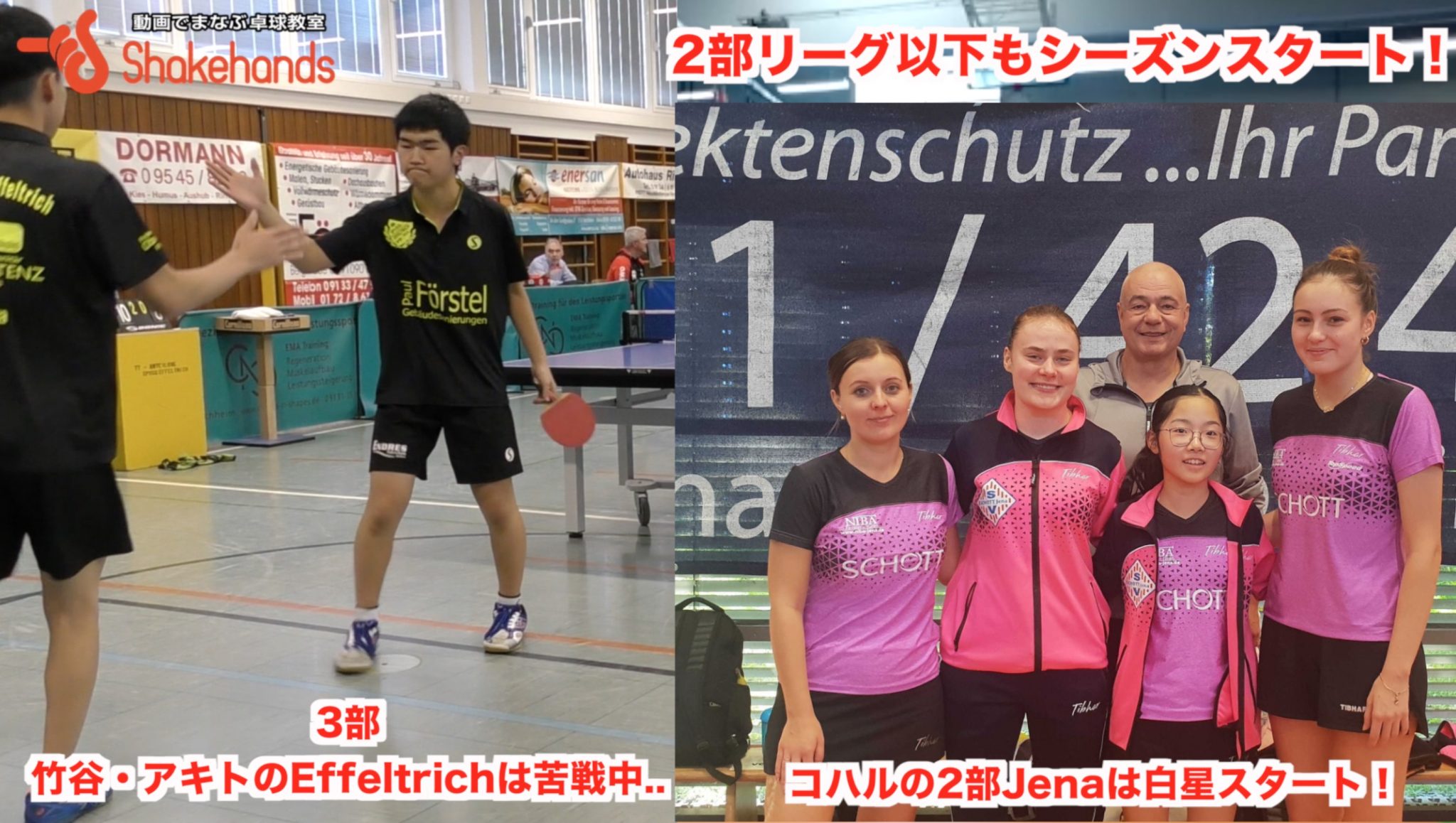 2部リーグ以下もシーズンスタート!コハルの2部 Jenaは白星スタート!竹谷・アキトのEffeltrichは苦戦中..