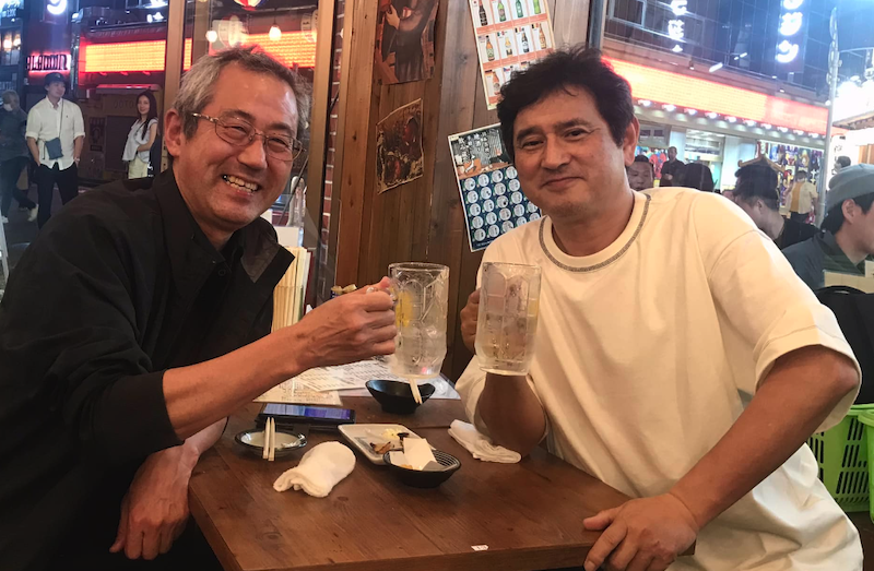 盟友・丸田二郎先生と一献『先生たちの情熱と卓球や子供たちに接する思いが、素晴らしい』