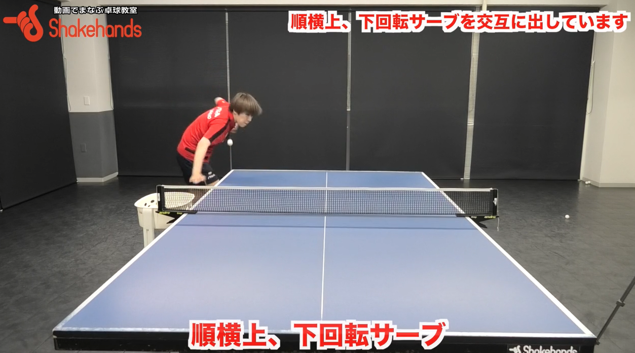 すごく切れる順横上、下回転サーブ!ラケットの下に当てようby永尾尭子