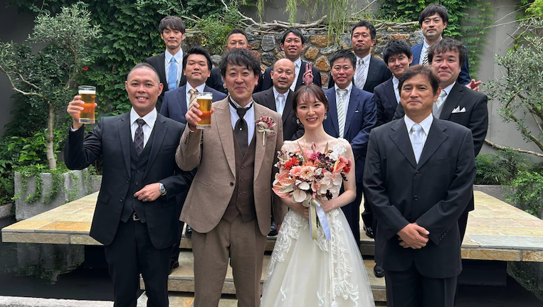 明治大学卓球部監督時代の卒業生 横山和宏くんと千尋さんの結婚披露宴