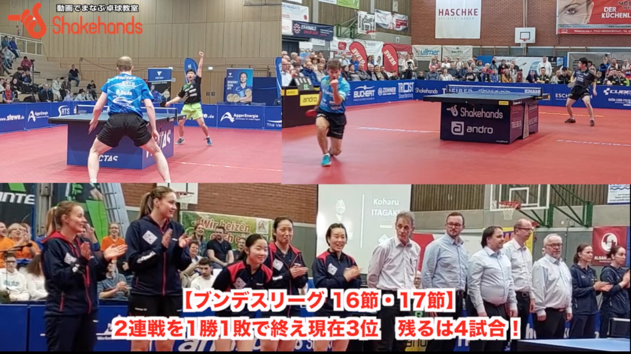 【ブンデスリーグ 16節・17節】2連戦を1勝1敗で終え現在3位。残るは4試合！