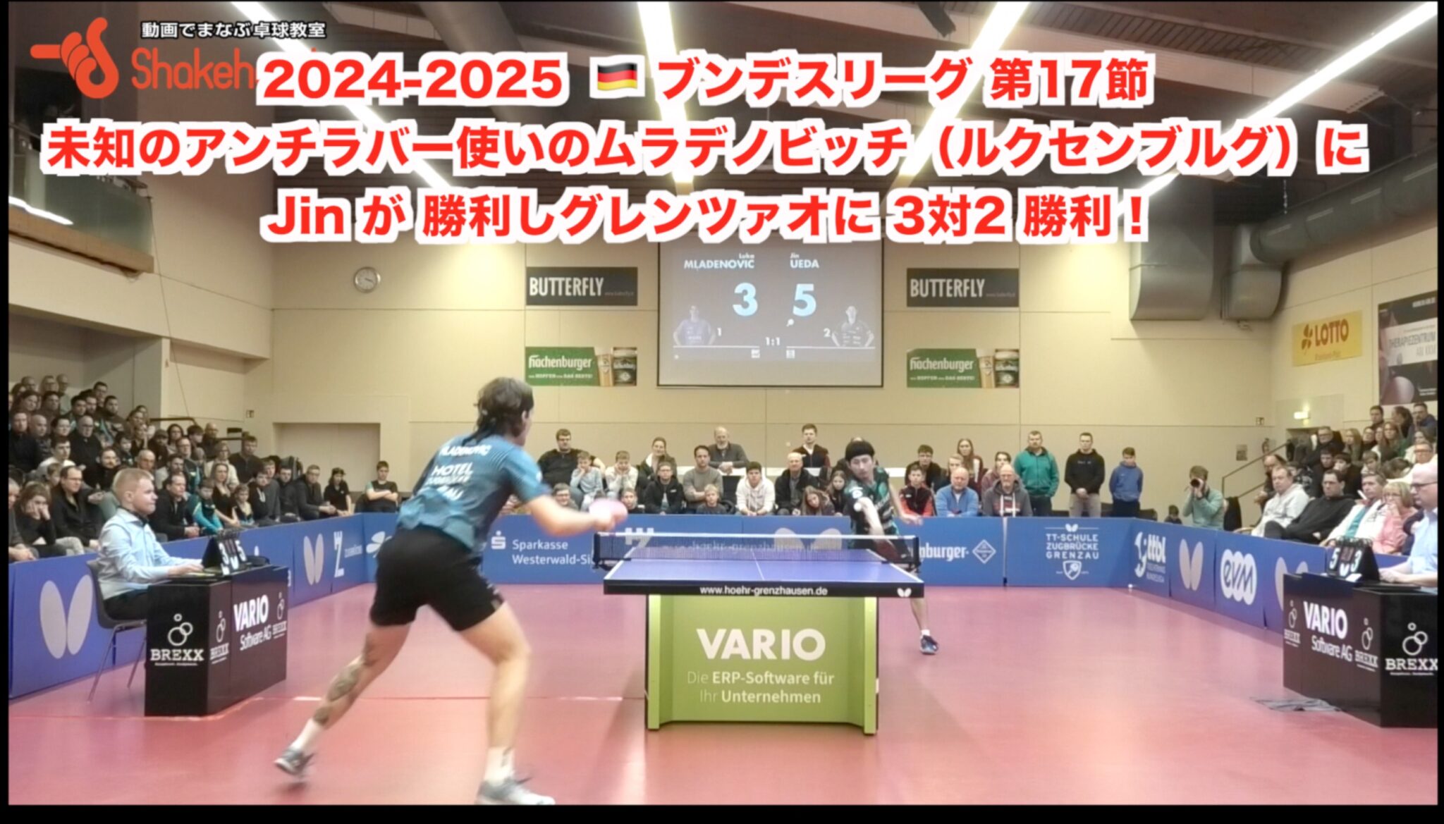 2024-2025  🇩🇪 ブンデスリーグ 第17節【 未知のアンチラバー使いのムラデノビッチ（ルクセンブルグ）に Jin が 勝利しグレンツァオに 3対2 勝利！ 】
